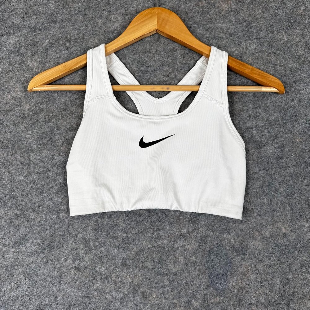 Nike White Women's Sports Bra Medium Coverage Size Small Swoosh